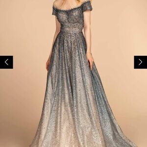 Chic Off-Shoulder Blue and Gray GLS by Gloria Formal Evening Gown-NWT!
